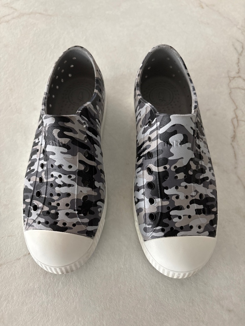 Native slip on shoes black and gray camo brand new never worn size J2